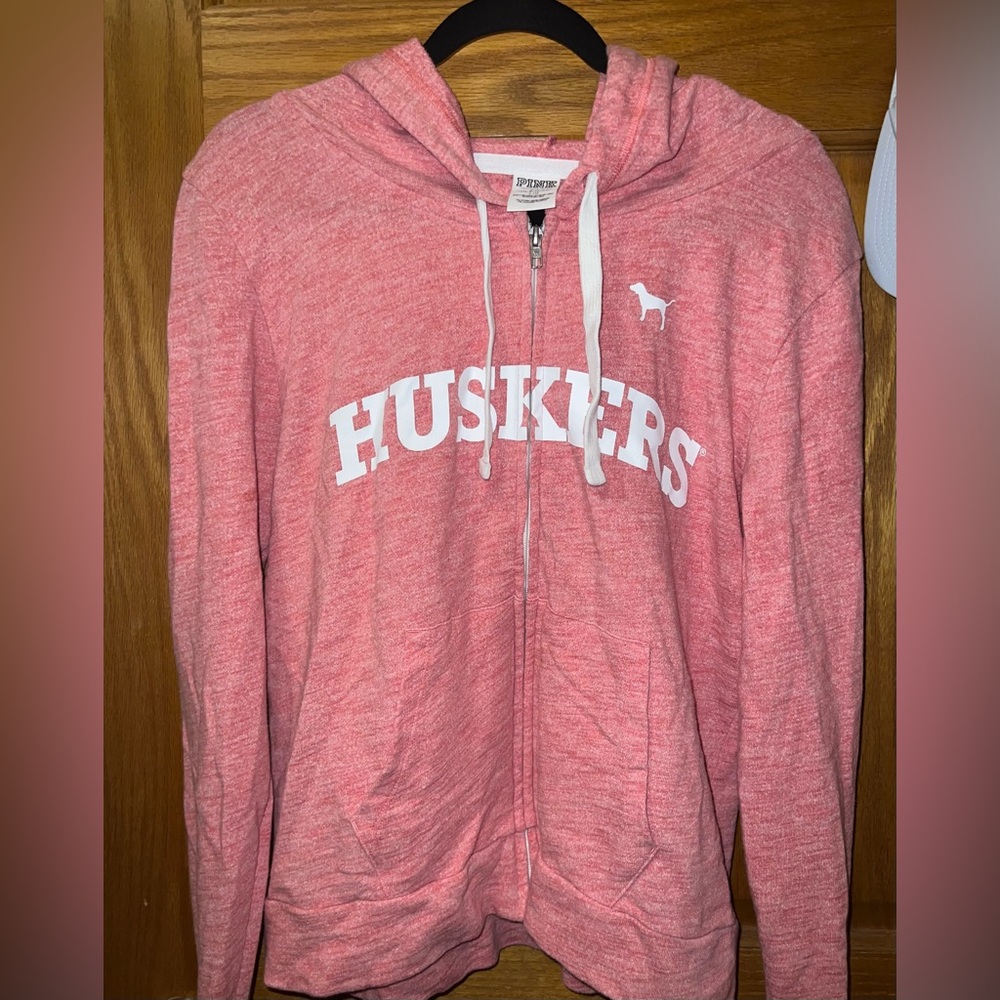 PINK Victoria Secret Huskers Zip-Up Hoodie | Collegiate Collection